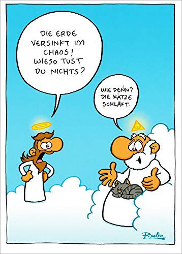 modern times -3er Set Postkarte CARTOON - Motiv: WIE DENN? DIE KATZE SCHLÄFT., Anlass: Fun Cartoon/Satire, Künstler/Verlag: KÖPENICKER CG © RUTHE, Ralph, Größe: A6