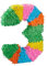 Relaxdays Pinata Geburtstag, Zahl 3, zum Aufhängen, Kinder & Erwachsene, Papier, zum selbst Befüllen, Piñata, bunt