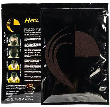 Hair Quicky® Premium Hair Fibers, Schütthaar, Streuhaar, Soforteffekt bei Geheimratsecken, Teilglatze, Haarausfall und lichtem Haar, für Männer & Frauen, natürliches Keratin | 100g | dunkelbraun