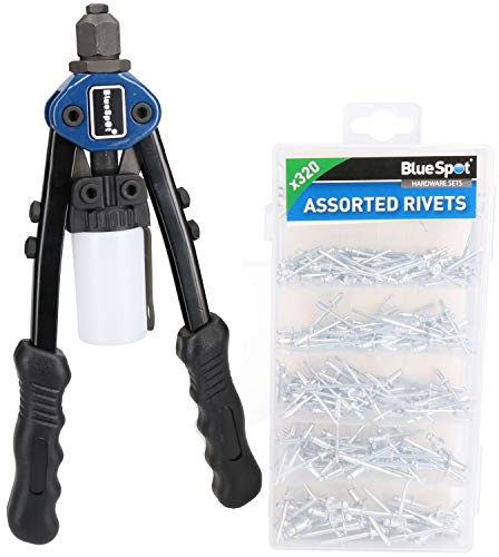 Heavy Duty Hand Riveter Pop Pot Rivet Tool 2.4 – 4.8mm + 320 Aluminium Rivets