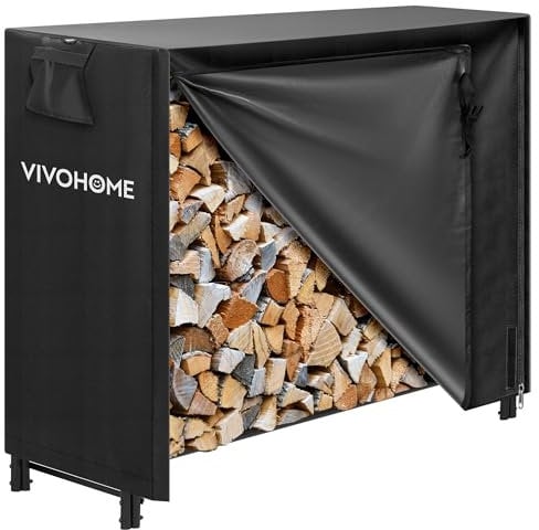 VIVOHOME Range Bûches Abri Bois 1,2m avec Couvercle Râtelier à Résistant pour L'intérieur