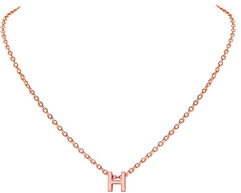 Suplight Collier Minimaliste Femme Plaqué Or Rose Chaîne Pendenit Lettre M Bijoux Initiale Fantaisie pour Jeune Fille Cadeau Anniversaire Fêtes Noël