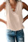 Bequemer Laden Femmes Dentelle Garniture col en V Cami Débardeurs Casual lâche Chemises sans Manches Chemisier,L,Beige