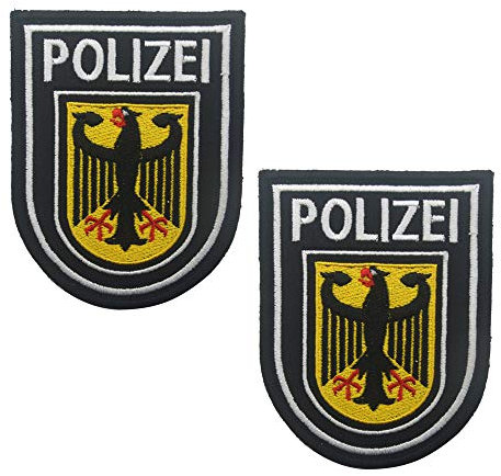 Polizei-Aufnäher, bestickt, Deutschland-Flagge, Bundespolizei, Milltar, taktische Moral-Abzeichen, Applikationen – Klettverschluss auf der Rückseite (a)