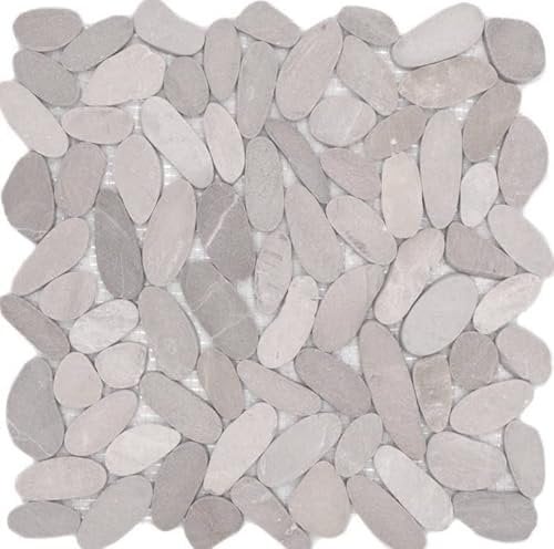 Mosaik Fliese Flußkiesel Steinkiesel hellbeige Kiesel geschnitten TAN 5 7 MOS30-IN10_f