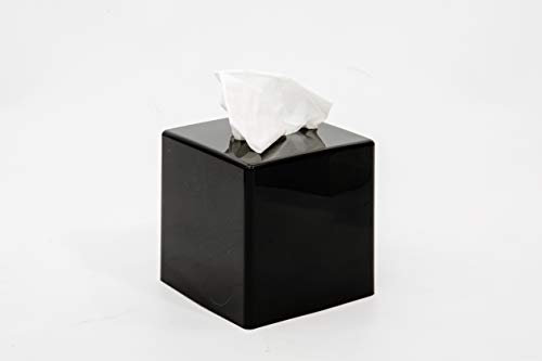 Scatola e dispenser porta fazzoletti e veline struccanti, MADE IN ITALY, realizzato in ABS riciclabile in 3 colori, 132mm x 132mm x 132mm, ideale per bagno, salotto, hotel, casa. (Cubo Nero)