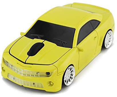 Aikchi Souris de Voiture sans Fil, Souris d’Ordinateur de Voiture de Sport sans Fil, Souris d’Ordinateur Portable pour XFL (Jaune)
