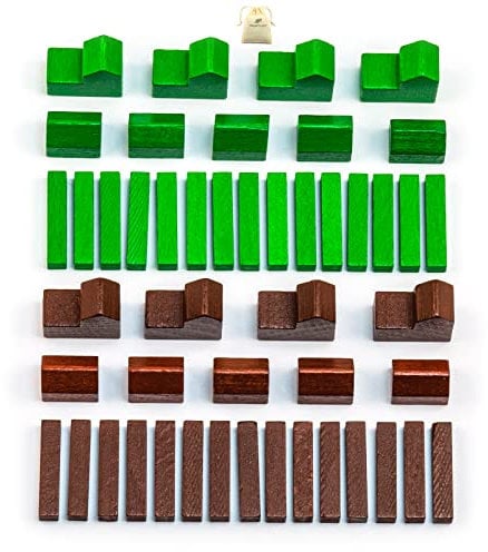 Waldfelsen® Spielfiguren aus Holz - 8 Städte, 10 Siedlungen und 30 Straßen geeignet für die 5-6 Spieler Ergänzung des Basisspiels von Die Siedler