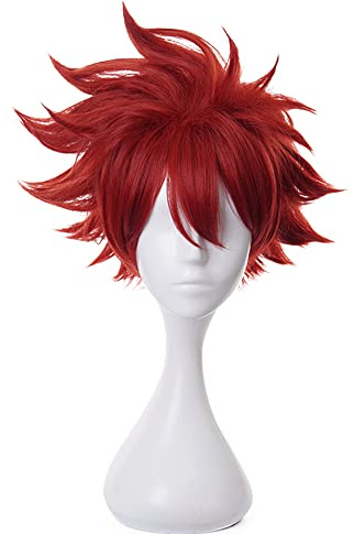 Dunkelrot kurze Perücke für Anime gerade Hitze widerstehen synthetische Kostüm Haare für Frauen Männer Halloween Cos Anime Party Ersatz Perücken
