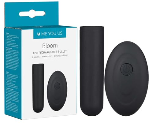 Me You Us – The Bloom Wiederaufladbares Bullet mit Fernbedienung, 10 Modi, Schwarz – Kraftvolle Höschen-Atmosphäre für diskretes Vergnügen und Paarspiele