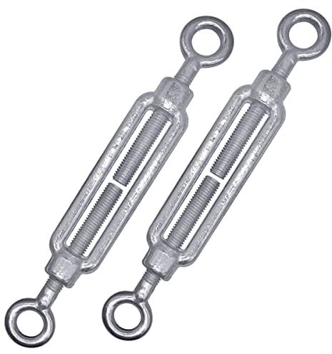 Confezione da 2 tenditori M10, tenditori regolabili per occhio e occhio, tensione del cavo della corda (2 pezzi, M10)