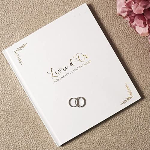 Uni que Livre d'or Nos moments Inoubliables 20 pages blanches Papier épais 200g de qualité 20 x 25 cm Couverture rigide Mariage Anniversaire Retraite EVJF Baby shower