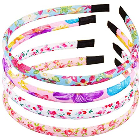 PLABBDPL Serre-tête Enfant Fille Fleurs, 4Pièces 1CM Serre Tete Floral en Coton Bandeaux Multicolores en Polyester Cheveux Accessoires Bébé pour Fête Anniversaire Mariage