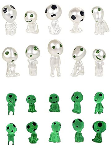 ZOOMPIL Figura de Princesa Mononoke, 10 Piezas Princesa Mononoke Kodama, Luminous Elfos, Luminosas Jardín, Jardinería Decoración Maceta Micro Paisaje Accesorios