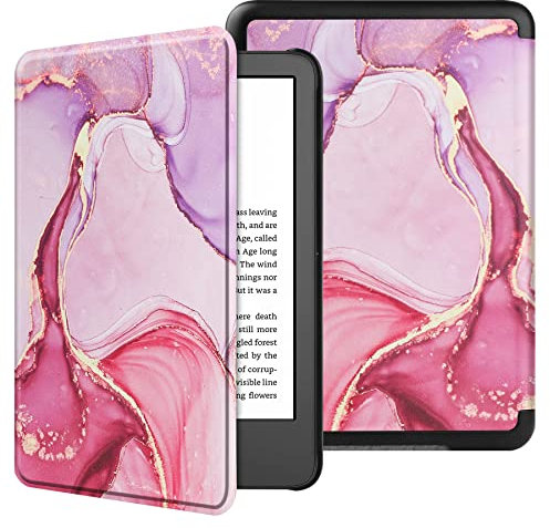 VOVIPO Custodia protettiva Slimshell per nuovissimo Kindle 6 pollici 2024/2022,Cover Leggera con Auto Sveglia/Sonno-Marble Pink