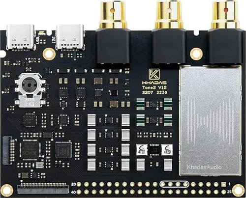 Khadas Convertitore audio digitale-analogico Tone2 Maker kit Hi-Fi Mini Hi-Res DAC da tavolo con RCA bilanciato, ES9038Q2M, DSD512 (nativo), PCM768, XMOS XU208, ingresso S/PDIF per creatori, fai da te