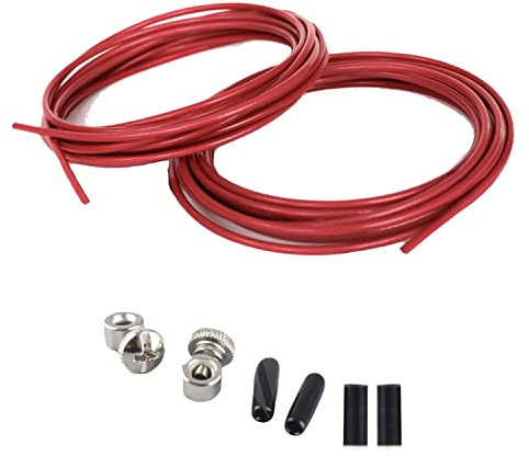 InnoTi Ersatzpack für Crossfit Springseil - Ersatzkit mit 2 Stahlkabeln von 3m - Anpassbar an alle Springseile mit 2,5mm Dicke - Gummistopper und Befestigungsschrauben inclusive (ROT)