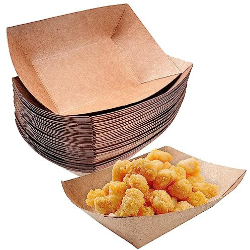 Bandejas Carton,Dafencar Cuencos de Comida para Los Dedos,50pcs Bandeja Carton,Material de Recubrimiento Orgánico de Grado Alimenticio,para Papas Fritas,Bocadillos,Macarons,Currywurst,Ensalada