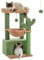 PAWZ Road Kaktus Katzenbaum für Indoor-Katzen mit Hängematte, Katzenturm mit Sisal-überzogenem Kratzbaum, großer oberer Sitzstange, Katzenkratzbaum, Grün 83 cm