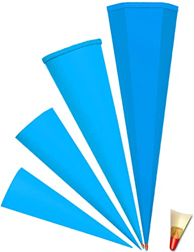 Schultüte - Rohling - hell BLAU Größenwahl - 35 cm bis 100 cm rund - OHNE Tüll Abschluß - mit/ohne Kunststoffspitze___ Zuckertüte ALLE Größen - Roth - ..