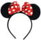 Navoys Black Minnie Mouse Ears Headband - Cartoon Mouse Ears with Polka Dot Bow, Fancy Dress, One Size for Children and Adults, Minnie Headband Accessory