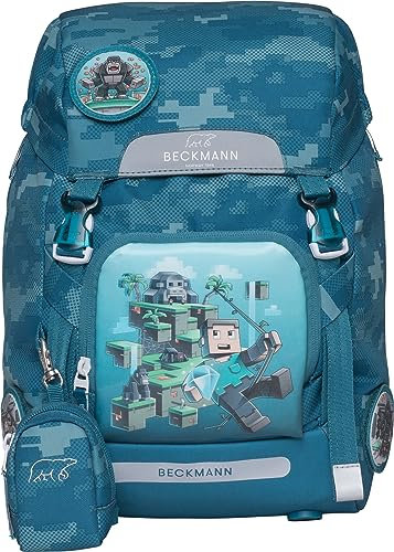 Beckmann, Schulrucksack Classic Jungle Game, Grundschule, 1. Klasse, ergonomisch, inkl. Regenüberzug, 22L, Green