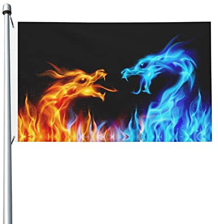 Dekorationen Banner, Eis- und Feuerkonflikt-Flagge, 1,5 m x 0,9 m, doppelseitige Flagge, geeignet für drinnen und draußen