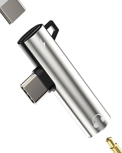 YCJ-uk - Adattatore audio da USB-C a 3,5 mm per iPhone 2 in 1, compatibile con Samsung Galaxy Apple 15 Pro Max Plus, iPad 10, Air4/5, Mini6, 12.9 DAC, jack per cuffie, cavo di ricarica