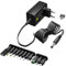 goobay 64568 Alimentatore universale 3 V - 12 V, max. 12 W/DC adattatore di ricambio per TV, PC, router, striscia LED/Tensione variabile/USB C, USB A, Micro USB/Incl. 11 adattatore/Nero