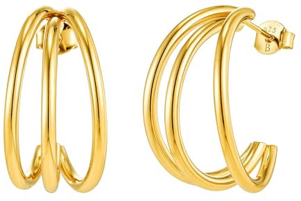 Brandlinger ® Ohrringe Silber 925. Creolen gold. Schmuck Damen vergoldet mit 18 Karat (Silber und Gold) für Frauen und Mädchen. Äußerer Durchmesser 25mm.