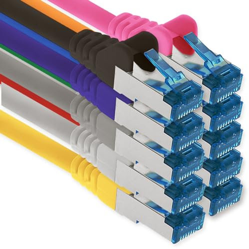 freiwerk 1.0 M - Cable de red CAT-6a, Ethernet, LAN & Patch Cable RJ-45 SFTP 10 GB/s - 10 unidades 10 colores
