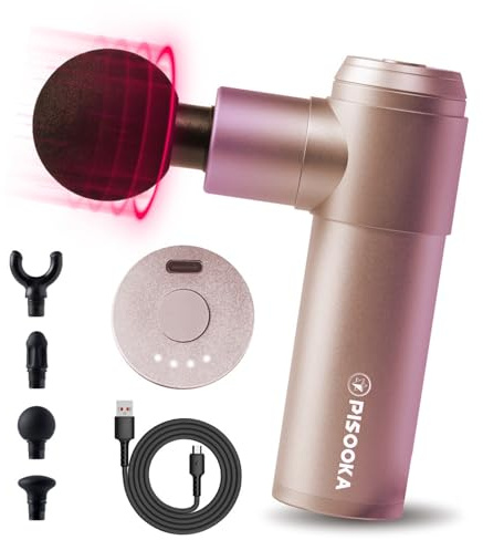 Project Mars PISOOKA X2 Mini Massagepistole für Frauen (0,5kg) – Starkes Handmassagegerät gegen Nackenverspannung – Leise Massage Gun mit 4 Aufsätzen, USB-C & Geschenkbox (Rosa)