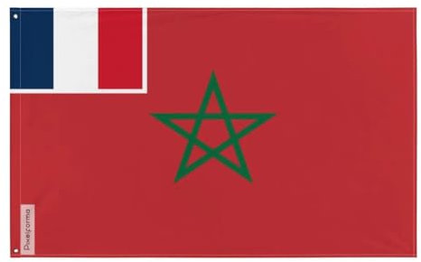 Drapeau de la Marine Marchande du Maroc (1919-1946) Plusieurs Tailles en Polyester 60x90cm 4. 2 œillets à gauche avec bande blanche