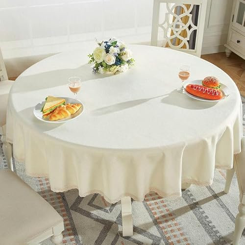 Durchmesser 90–220 cm weiße Spitze Farbe Gitter runde Tischdecke Baumwolle Leinen runde Tischdecke für kleinen Tisch runde Tischdecke Esstisch
