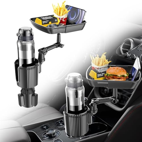 WUITIN Getränkehalter-Tablett für Auto, Getränkehalter-Expander für Auto, 3-in-1 erweiterbares Auto-Lebensmitteltisch-Tablett zum Essen – Road Trip Essentials, Auto-Gadgets für Männer