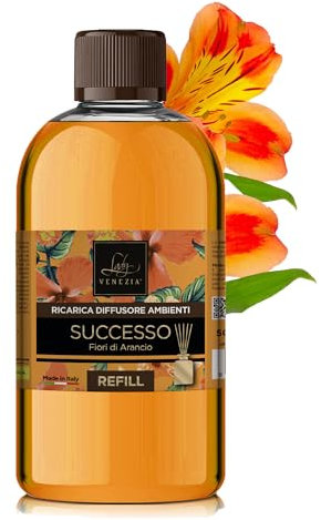 Recharge Diffuseur de Parfum - Recharge Diffusseur Bâtonnet - Lady Venezia - Parfum Ambiance - Fleurs d'oranger - 500 ML - Aromathèrapie - Made In Italy