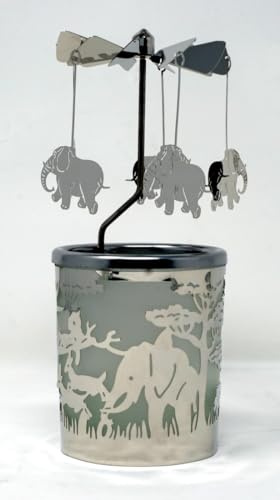 Glaskarusell Elefant Windlicht Votievglas Teelichthalter Glas Karussell