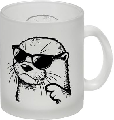Cooler Otter mit Sonnenbrille Glas Tasse Lustige Flussotter Kaffeetasse Humorvolle Tasse Wassermarder mit Brille Geschenk