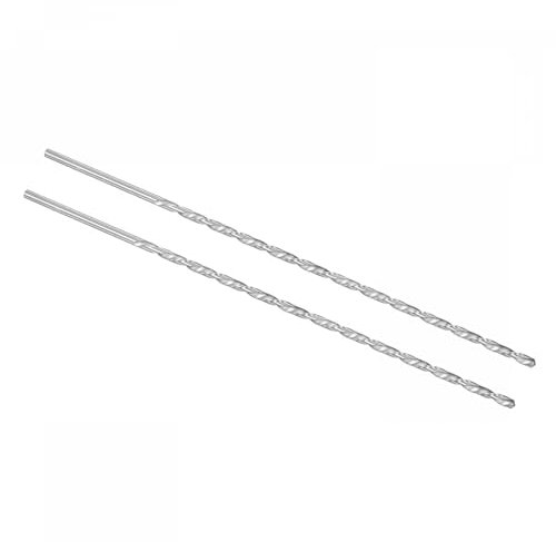 TOP-VIGOR 2Pcs 5.2mm Dia Extra Long Twist Drill Bits, 300mm Length High Speed Steel Extended Spiral Drill Bit, Straight Shank Twist Drill Bit Tool for Wood Metal Aluminum Plastic