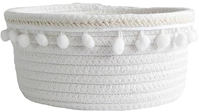 Zerodeko Home-Organizer-Korb rustikale elegant aubewahrbox tissues orginals odterkorb Aufbewahrungskorb aus Baumwolle Aufbewahrungskorb für zu Hause Desktop-Korb Haushalt Baumwollseil Weiß