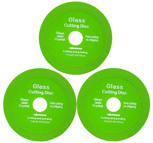 ANBOO Disco diamantato da 115 mm, disco da taglio in vetro, disco da taglio per smerigliatrice angolare per porcellana, vetro, giada, bottiglie di vino (Ø 22,23 mm verde) (verde-3PCS-115 mm)