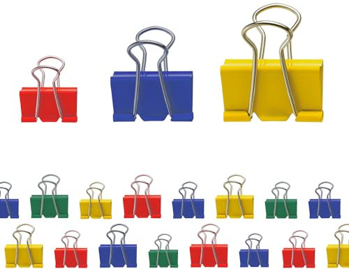 Westcott Foldback Klammern 24 Stück Mix | Metall Klammern für Dokumente | 12 x 19mm, 12 x 25mm | stabile und wiederverwendbare Papierklammern | Klemmen für Büro und Haushalt | E-10722 00