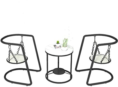Bistro-Set aus Metall für den Außenbereich, Schaukelstuhl für die Freizeit im Freien mit Kissen und Couchtisch, Dekoration für den Gartentisch und -Stuhl, für den Garten auf der Terrasse
