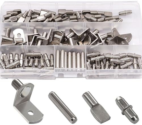 RUNCCI-YUN 120Pcs 4 styles chevilles de support d'étagère Goupilles de Support D'étagère, Goupille de Support d'Etagère en Métal, pour Meubles de Bibliothèque D'armoires de Cuisine 5 mm, 6 mm