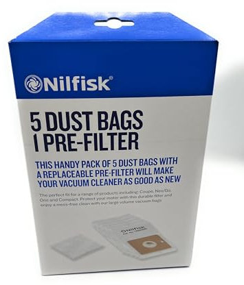 Nilfisk bolsas compatible con aspiradora Compact, One, Coupé, Go (5 unidades) ORIGINAL 78602600