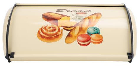 Buachois Roll Top Bread Box, Vintage Elegant Drum Type Metal Bread Storage Bin Container for Kitchen Countertop Cake Doughnut Biscuit Food Tableware Type2