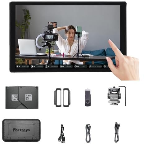 PortKeys PL5 5.4 4K HDMI Touchscreen Video Monitor, 500nit Camera Field Monitor Live Streaming Capture Card Monitor, Vertical Shooting Stretch, 360° Color Grader USB 3.0 Interface Simul for Streaming