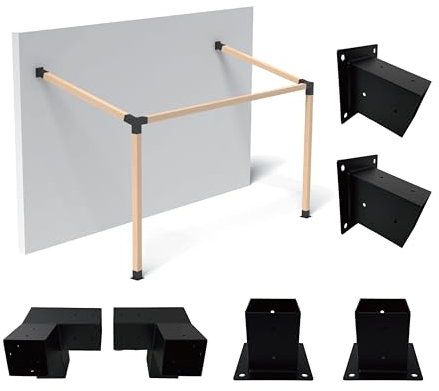 15° schräge Dach-Wandmontage, Pergola-Halterungs-Set, 4 x 4, inklusive 2 Wandsockeln, 2 105 ° 3-Wege- und 2 Sockeln, abgewinkelte 4 x 4 Holzbalken, Holzpavillons, Terrasse, Pergola, Schuppen