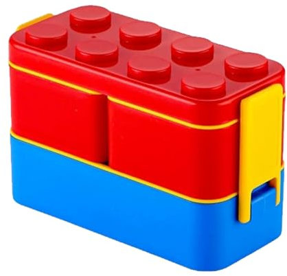 alouweekuky Lunch Box con Bloques Divertidos para Niños - Lunchbox con Compartimentos de 1050 ml y cuchara, Fiambrera a Prueba de Fugas para Escuelas, Picnics y Parques