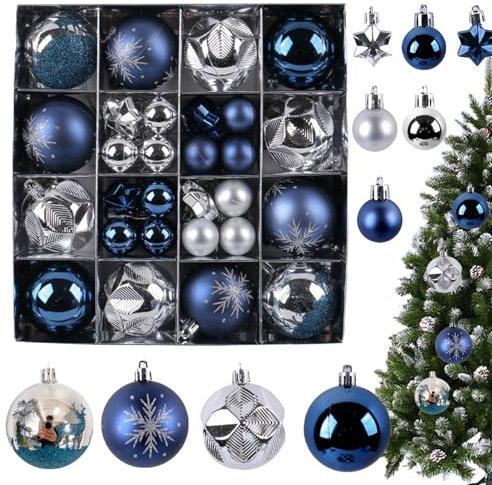 Christbaumkugel Ornamente, Bruchsichere Weihnachtsschmuck, 44-teiliges Weihnachtskugel-Set, Retro Christbaumkugeln, Vintage Weihnachtsschmuck, Bruchsichere Weihnachtskugeln,